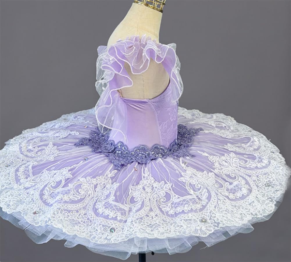 Vestido de Ballet tutú para niñas, Disfraz de Bailarina Ropa de Baile actuación Bordado competición Falda Ropa de Baile