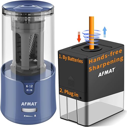 AFMAT Sacapuntas de punta larga + sacapuntas manos libres totalmente automático para lápices de colores (PSA7+PSA8)