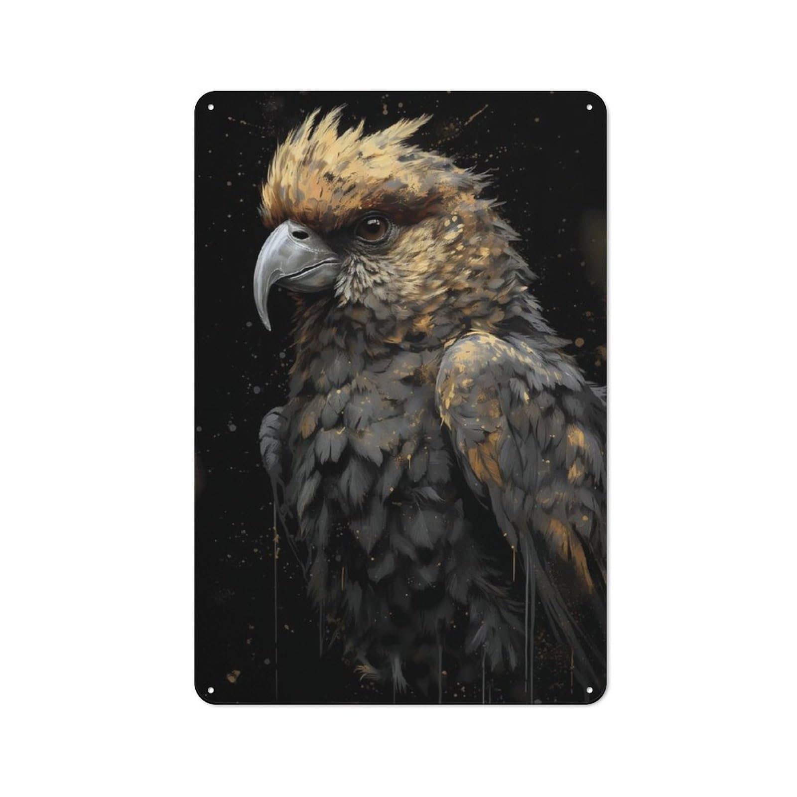 Metal Sign 30x20cm with Cockatoo Mythos for Hallway Wall, Vintage Decor, for Vintage Wall Decor Fans, for Themed Room Decoration