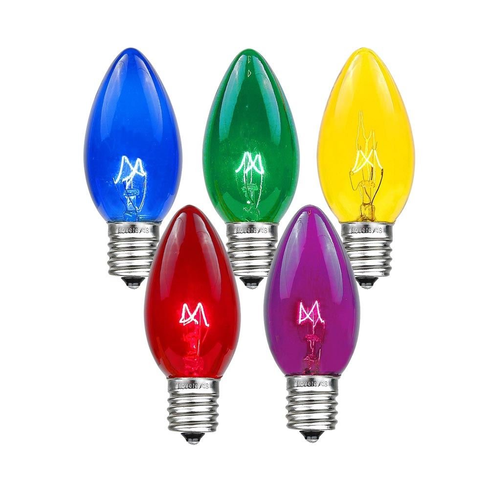 Novelty Lights C9 Twinkle Outdoor Christmas Bulbs, Multi Color, 25 Pack, E17/C9