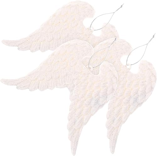 MAGICLULU 3 piezas de adornos de Navidad alas de ángel blancas alas de ángel adorno de fiesta de Navidad alas de ángel de plástico para decoración
