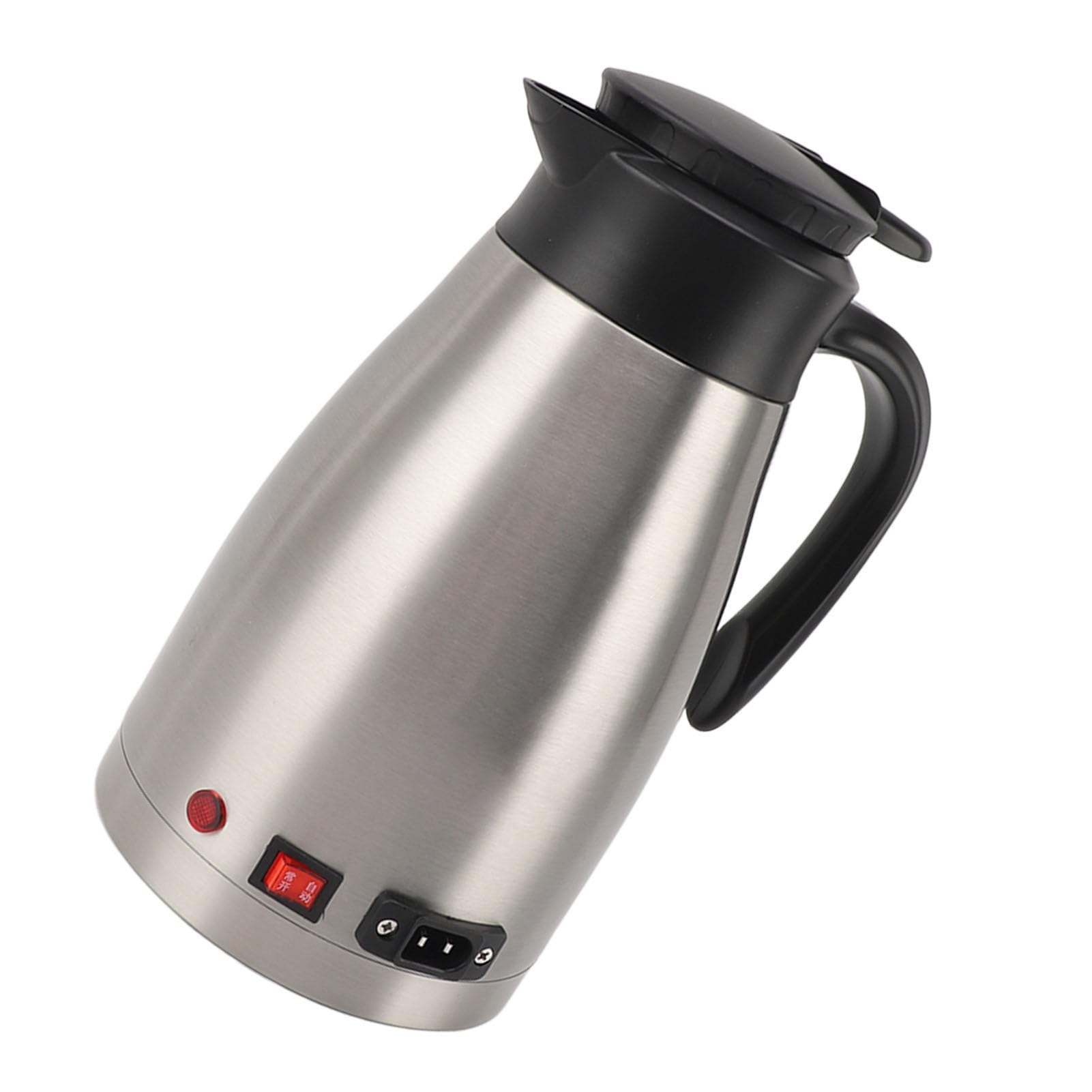 Fdit Hervidor de Agua Eléctrico para Coche de 12 V, Duradero, de Acero Inoxidable, Portátil, para Viajes Al Aire Libre, Caldera de Agua para Coche Eléctrico de Gran Capacidad de 1300 Ml para Coches,