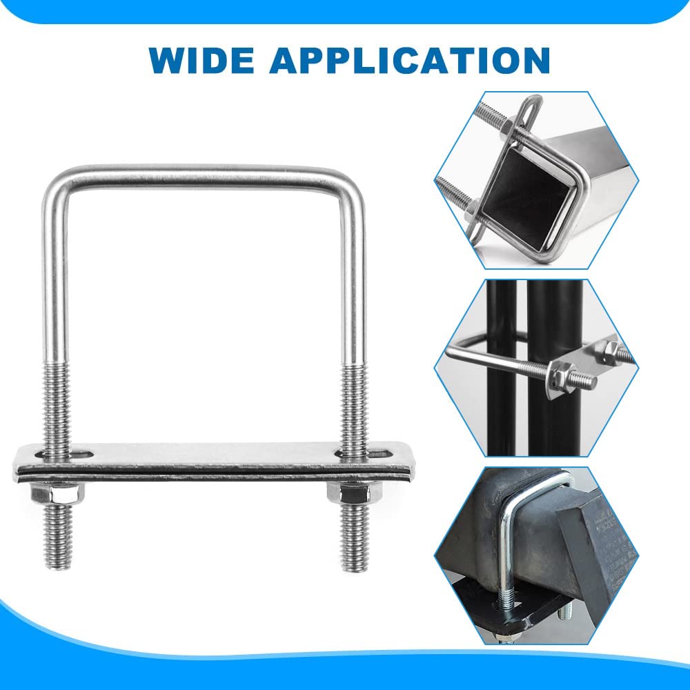 Bulloni A U In Acciaio Inox 80x50 Mm - 6 Pezzi Con Dadi E Piastra - Per Tubi, Barche E Fai Da Te - Foto 5