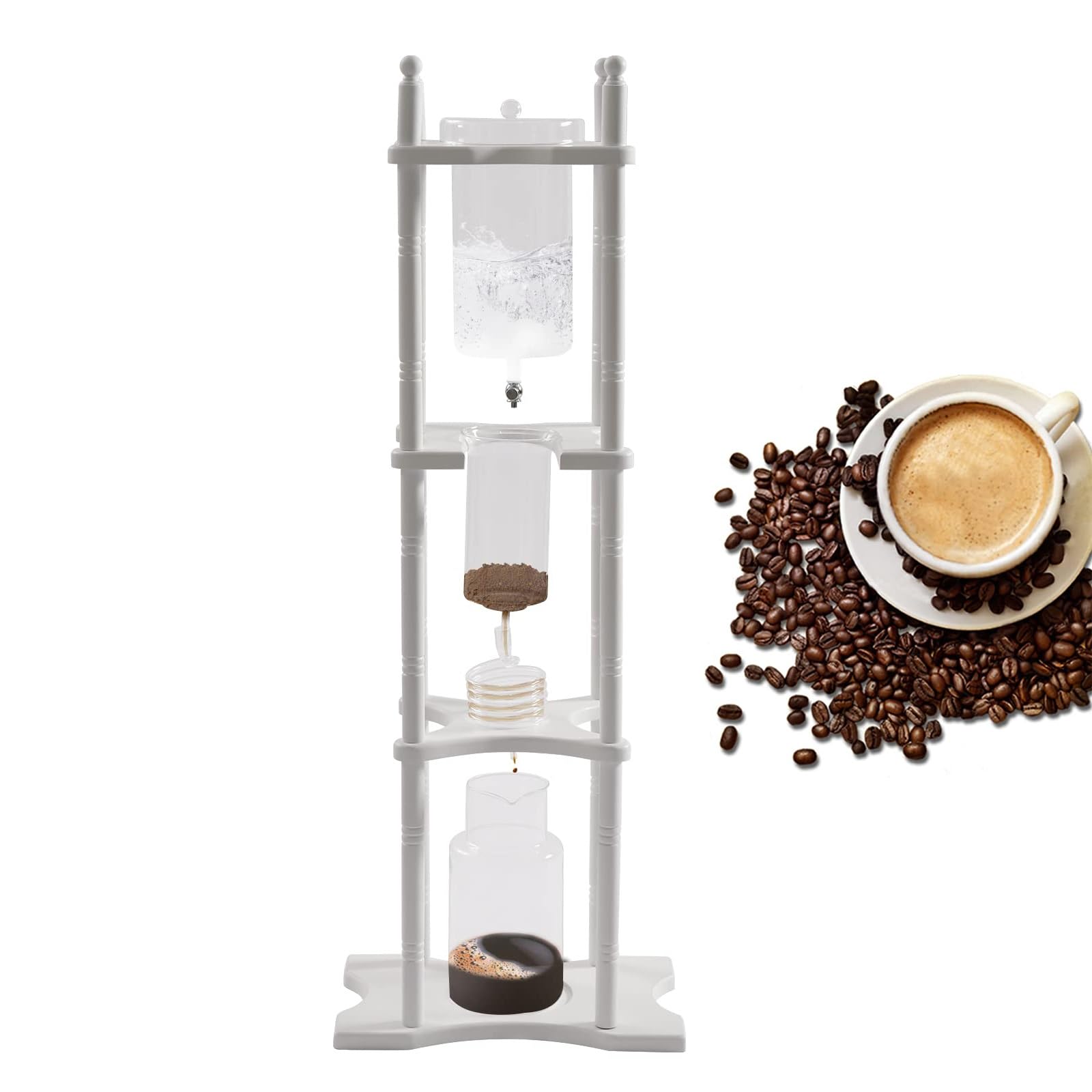 Cafetera Cold Brew, cafetera de goteo lento de 2,5 L con caudal ajustable, marco de madera para el hogar, oficina, fiesta
