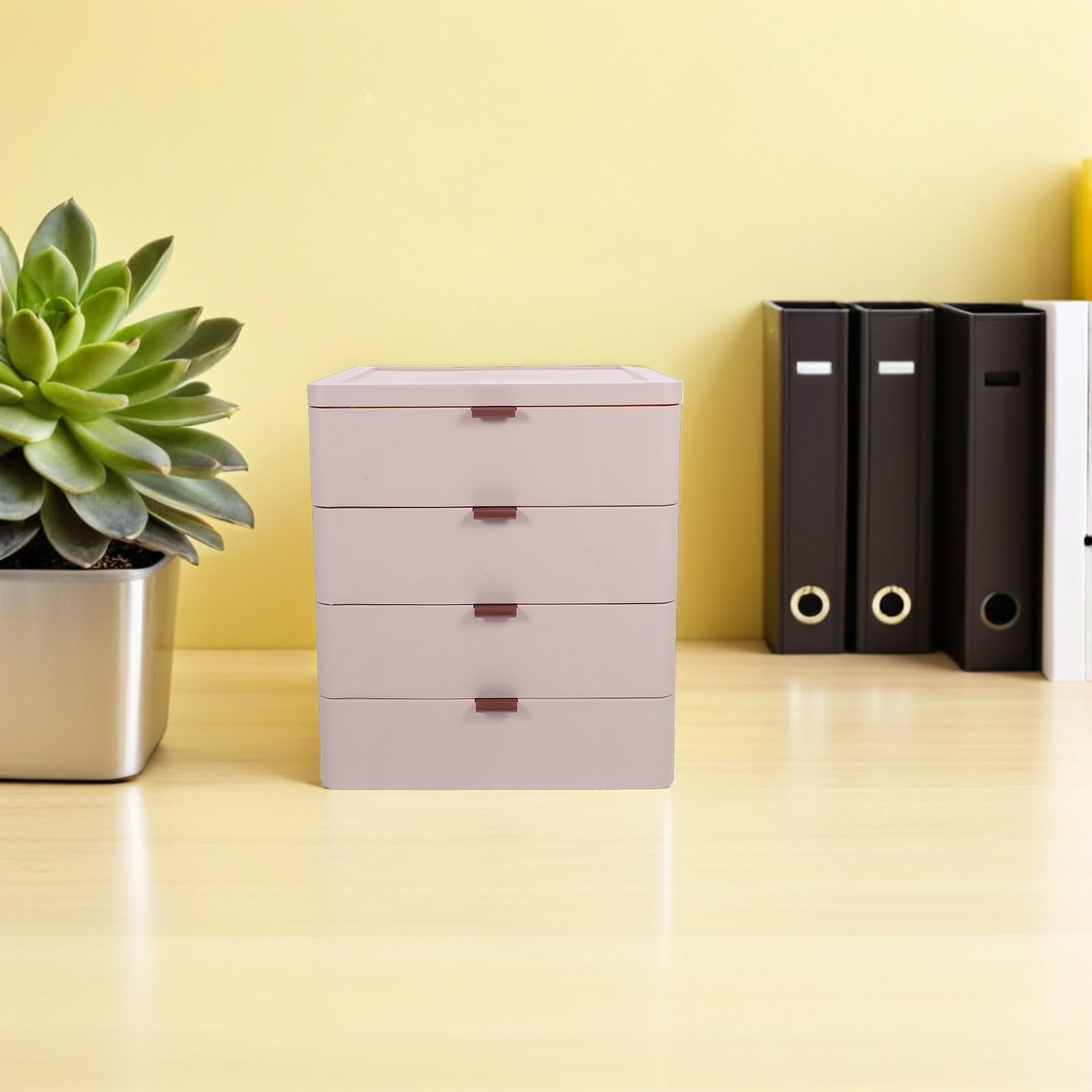 Angoily Organizer da Scrivania con 4 Cassetti Impilabili in Plastica PP Cassettiera Portaoggetti per Cosmetici e Articoli per Ufficio Contenitore Multiuso per Toeletta Casa e Ufficio