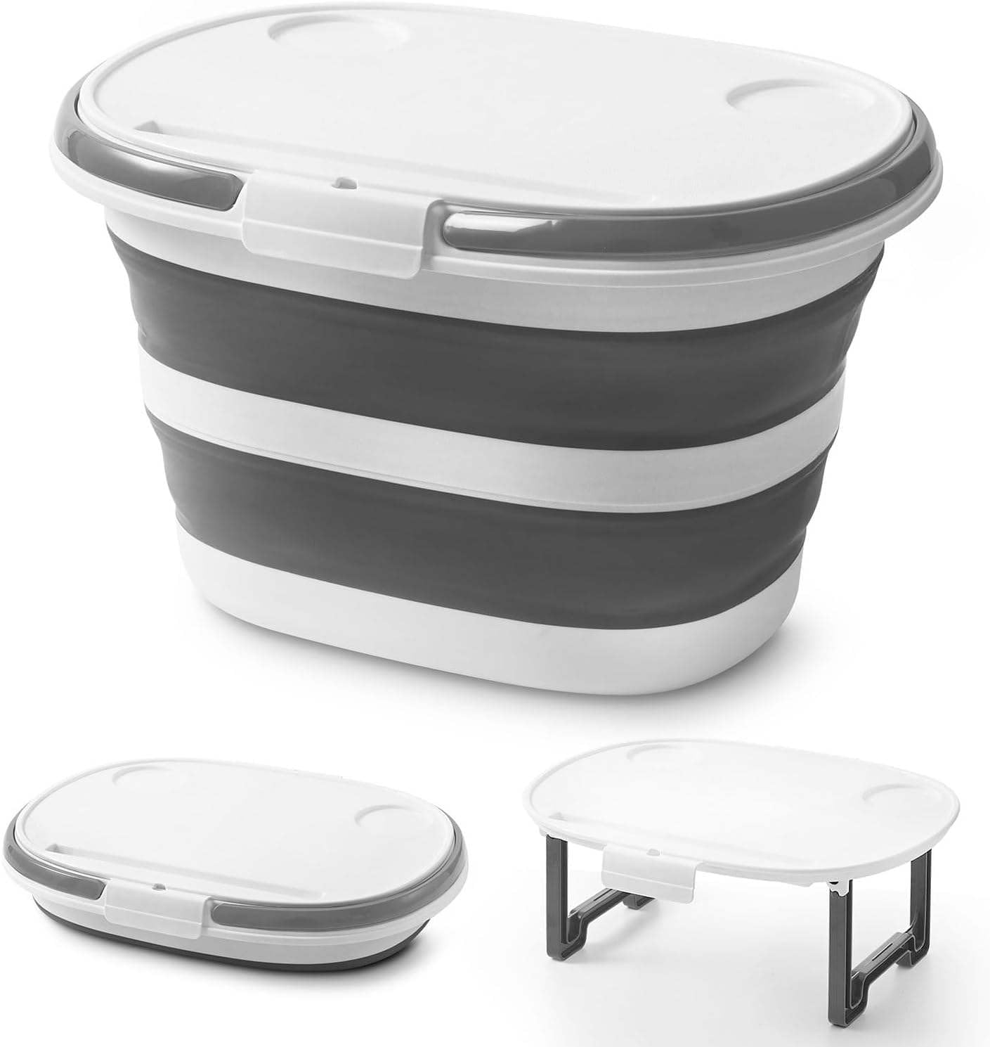Seau à franges pliable 16l : la solution gain de place avec couvercle et support