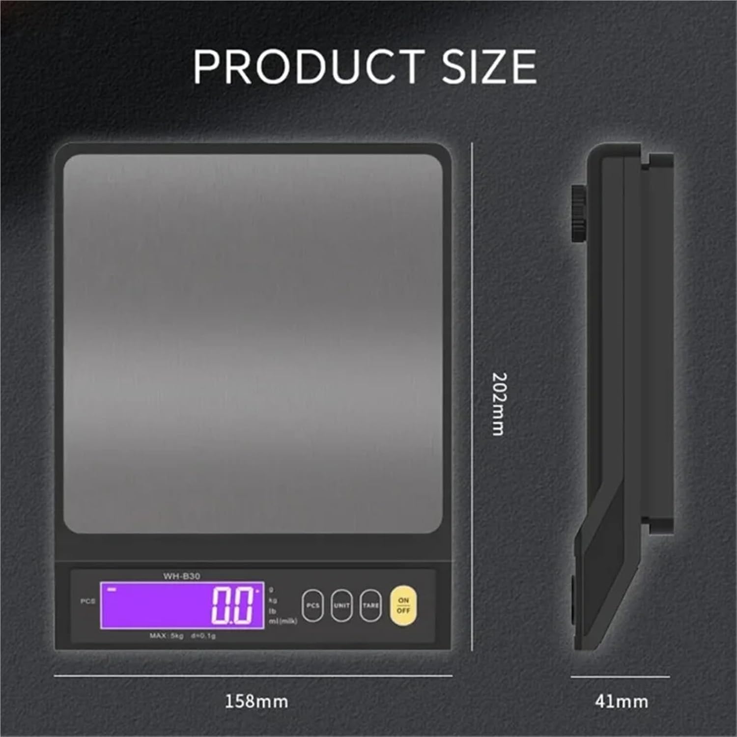 Digital Electronic Kitchen Scale Home Food Snack 5kg/0.1g 10kg/1g Waterproof Stainless Steel Measuring Weighing Tool(5kg 0.1g)