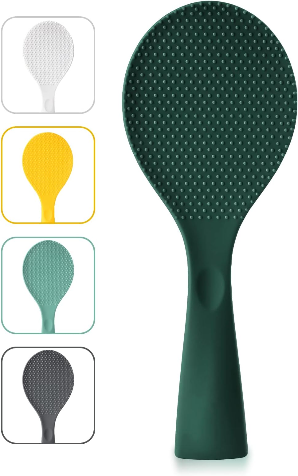 FireKylin Rice Paddle, Silicone Standing Rice Spatula with Non Stick Rice Spoon Paddle Heat Resistant Rice Cooker Spoon, Serving Spoon for Rice(Rich Green)