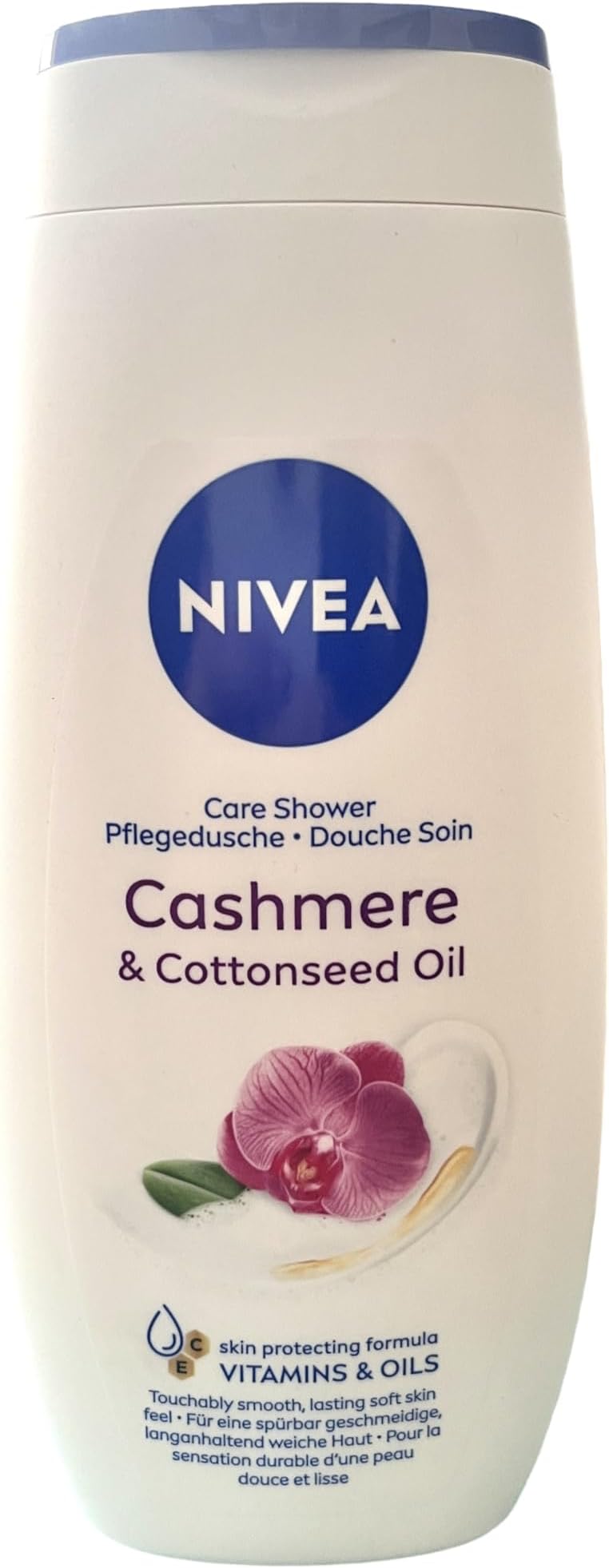NIVEA Cashmere & Cotton Oil Shower Gel (250ml), Body Wash with Vitamin C, E, and Precious Oils, Protects Skin from Drying Out and Leaves it Touchably Smooth