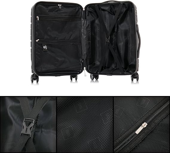1990s Expandable Medium Suitcase Polypropylene 65 cm for 23 kg (79L)| Semi-rigid Expandable Suitcase with 4 Swivel Wheels and Embedded Lock (Black)