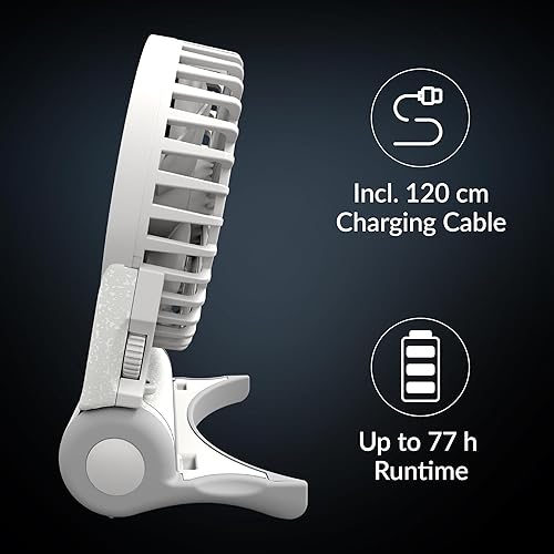 Miniatura 2 de ARCTIC Summair 2Go (blanco) - Potente ventilador de mano recargable con soporte, velocidad infinitamente variable, tiempo de funcionamiento de 4 a