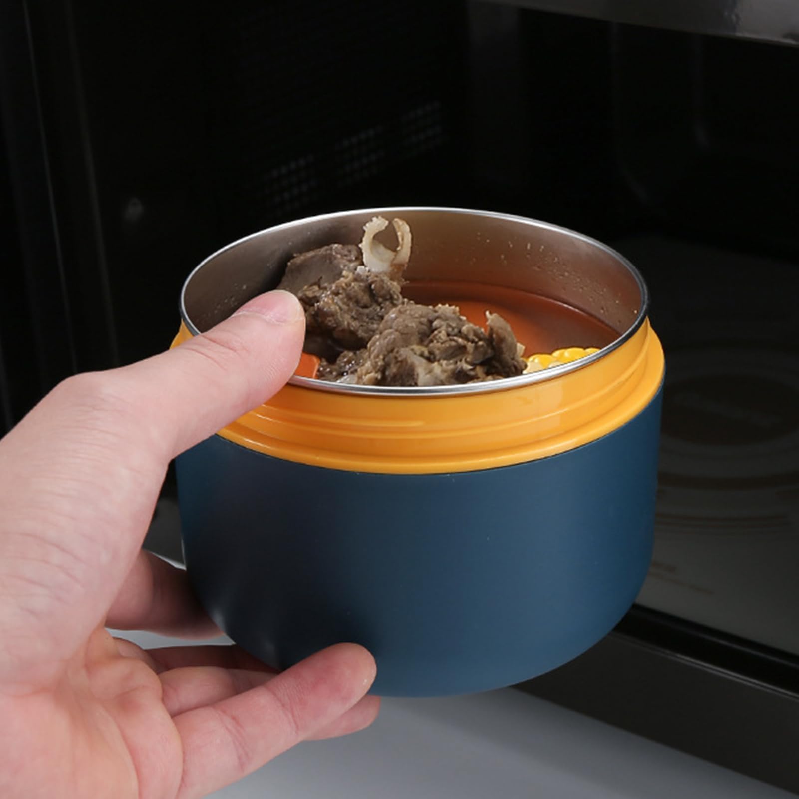 Lonchera aislada, contenedor térmico de acero inoxidable de 650 ml, a prueba de fugas y portátil para comidas calientes y frías, ideal para la escuela, picnic y guardería