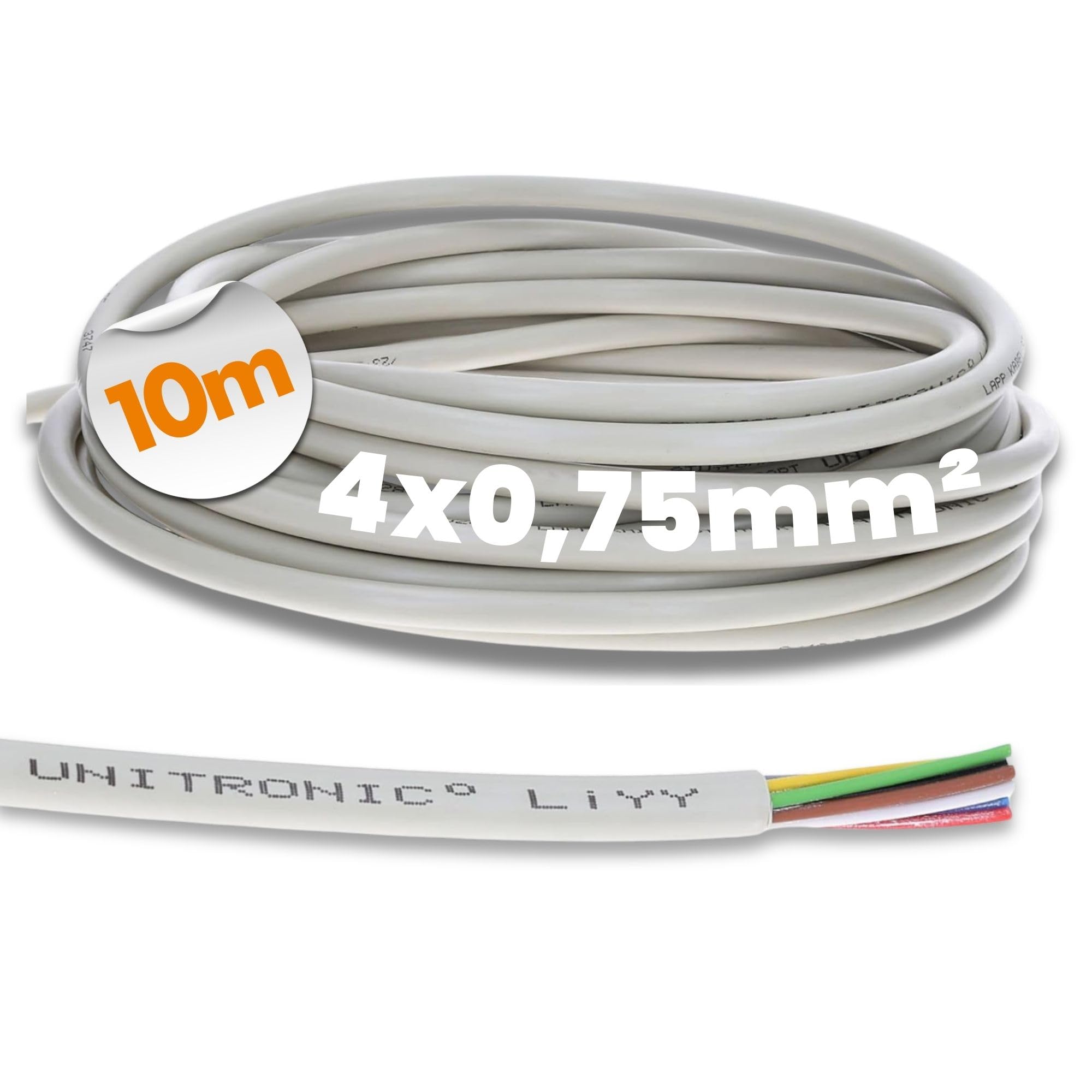 Lapp 10m LiYY 4x0,75 mm² Steuerleitung - Datenkabel - Signalkabel 4-Adrig | Mehradriges Unitronic Kabel für Elektronik, Rechenanlagen, Messgeräte & LED-Verlängerung - Flexibel & Platzsparend