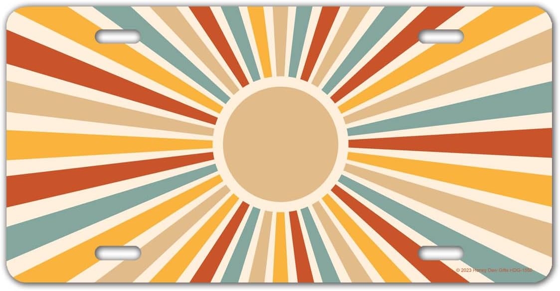 Honey Dew Gifts, Placa multicolor abstracta Sunburst Sun Ray, 12 pulgadas por 6 pulgadas, placa decorativa novedosa, placas de tocador para