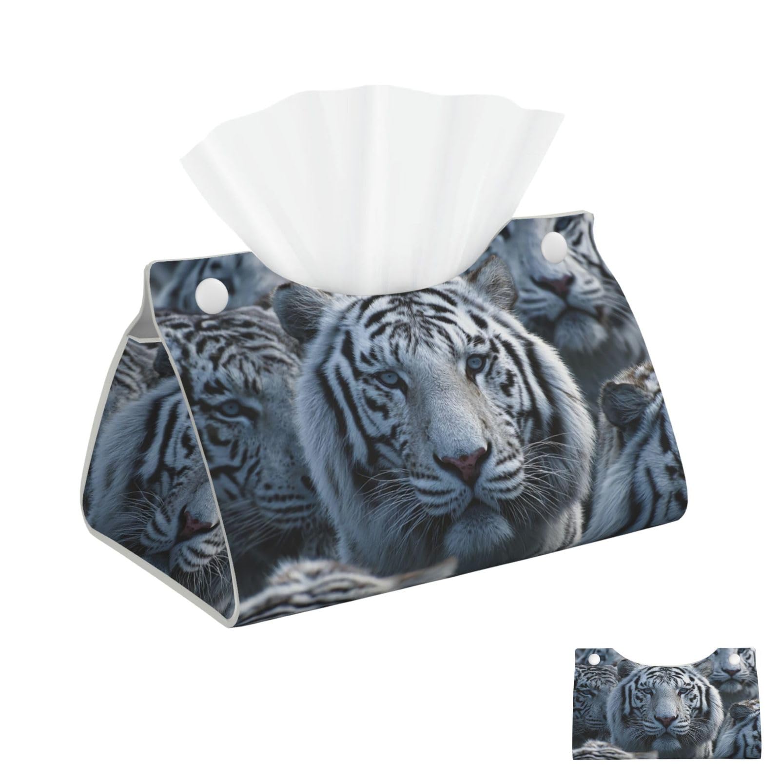 Many White Tigers Tissue Box Cover Square Cube Boxes