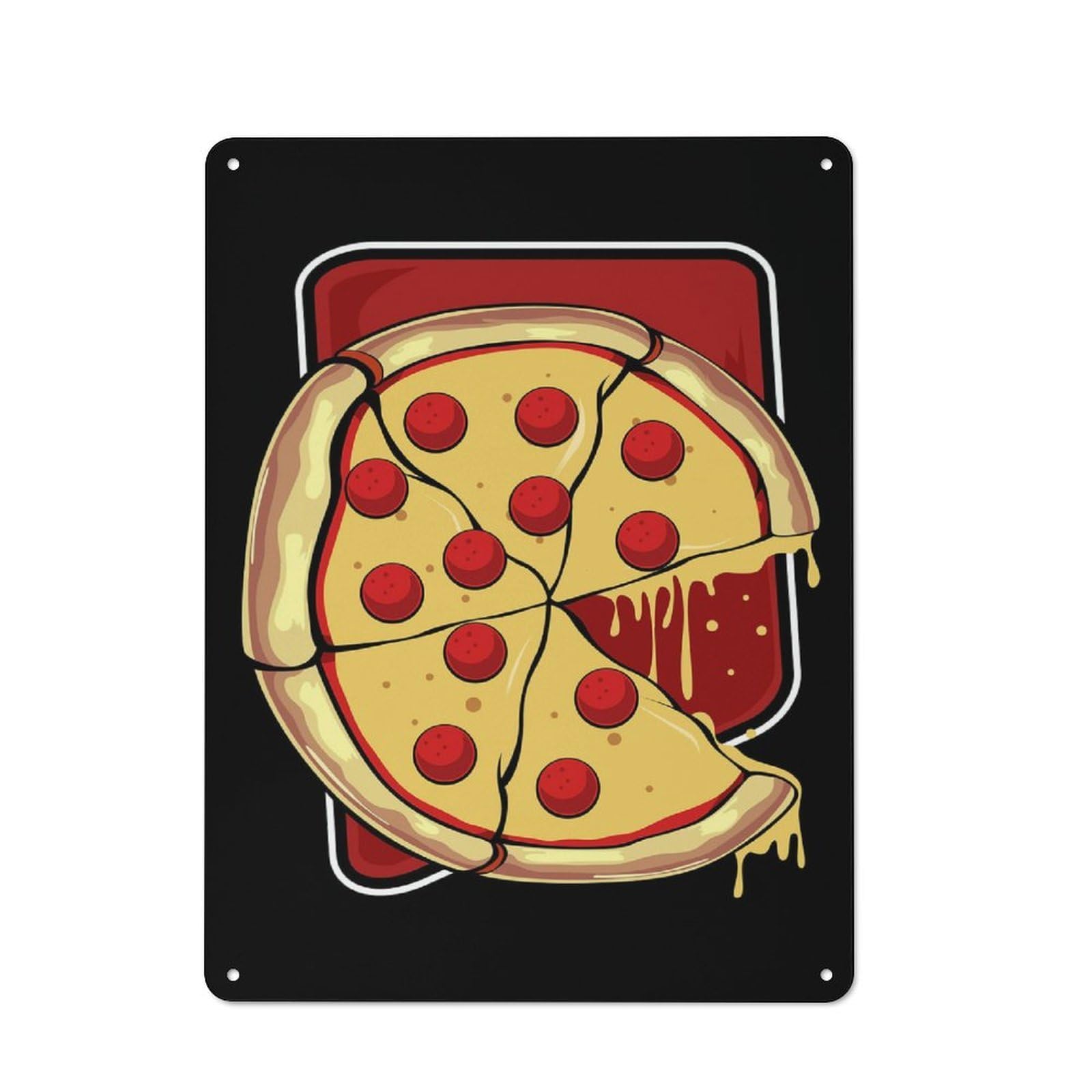 Junmoney Classic Decorative Tin Plaque 40X30cm Featuring Pizza Valentines Day, Novelty Wall Art For Home, Shop, Pub Or Studio Wall