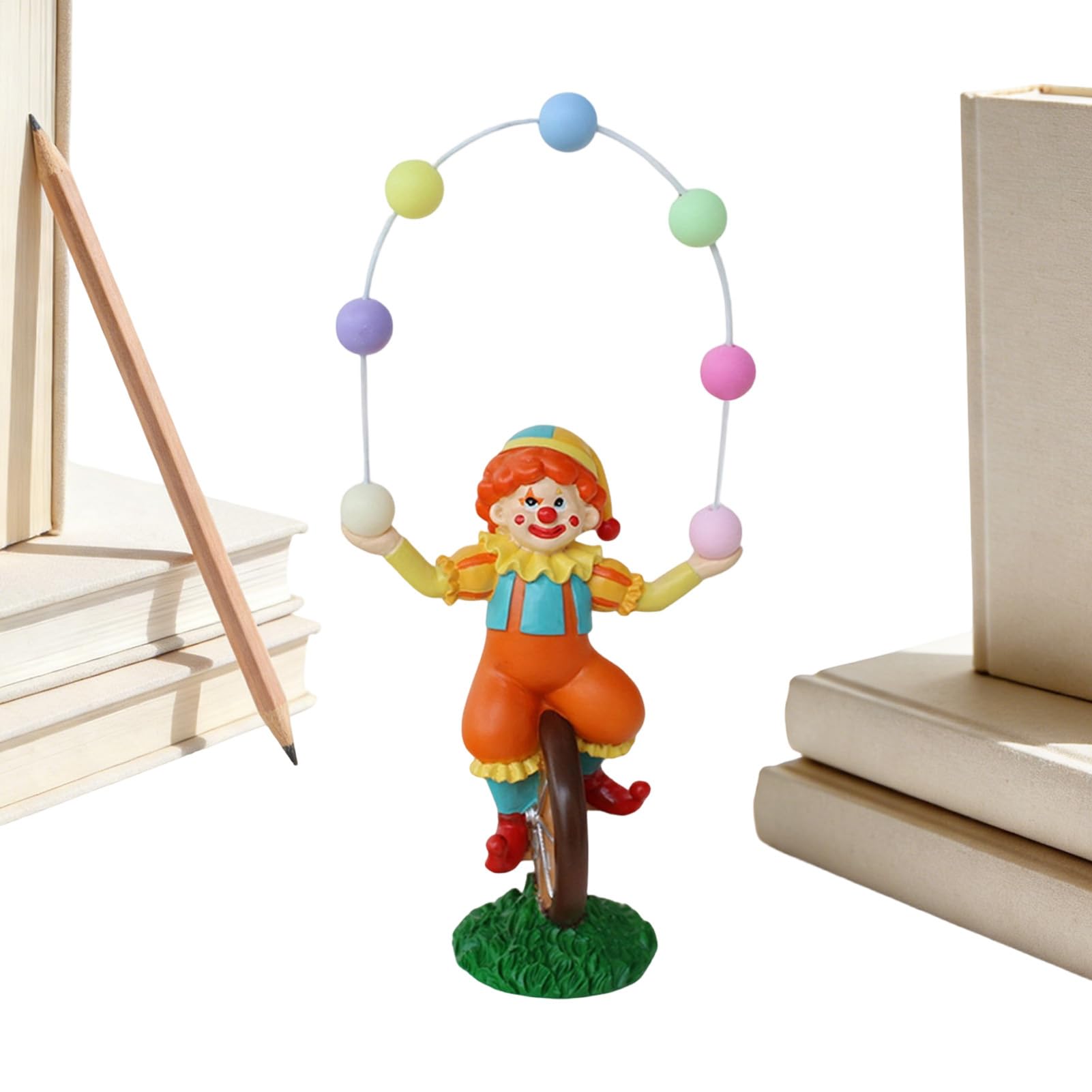 Statue monocycle de pose de clown en résine d'art pour collectionneurs exigeants