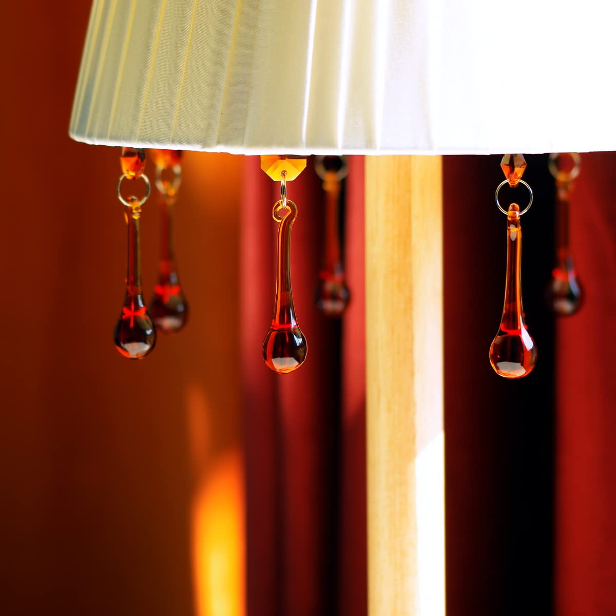 12 pezzi di cristallo a goccia di pioggia prismi parti, 53 mm di cristalli da appendere per lampadari, decorazione della casa (ambra)