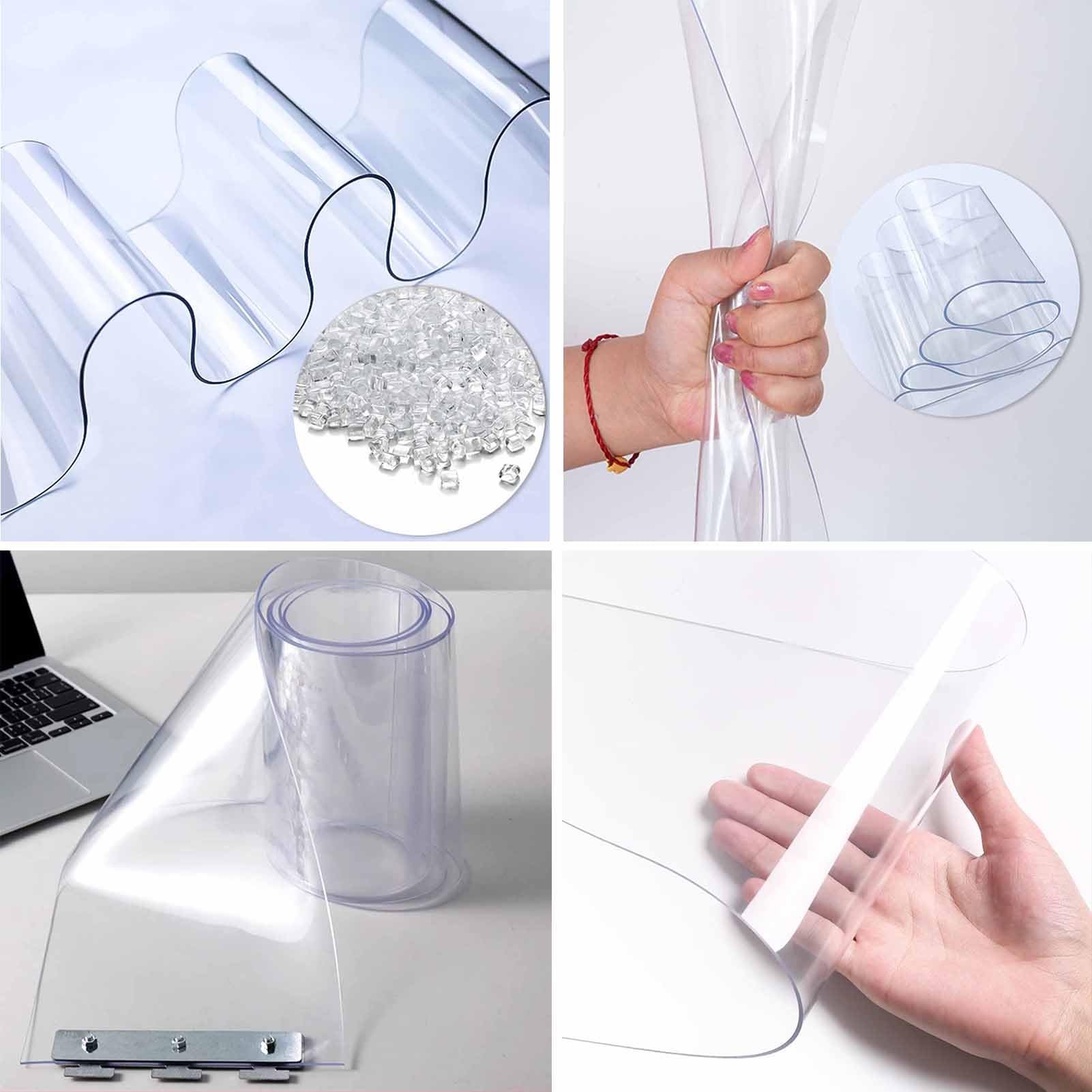 VXHCS Rideau de Porte À Bandes en Plastique 2mm/0.08" Rideau de Porte Imperméable en Vinyle Rideau de Porte Transparent Rideau de Porte Isolé pour Climatisation(0.75x3m/2.5x9.8ft)