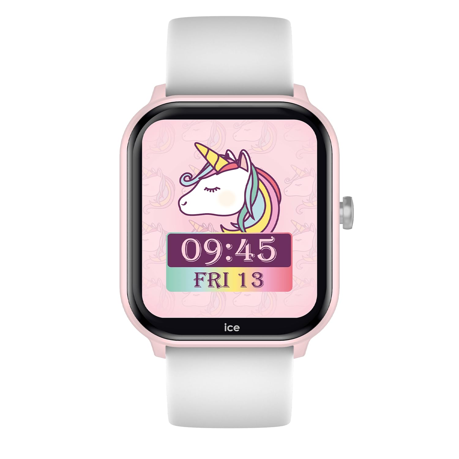 ICE-WATCH - Ice Smart Junior 3.0 Pink White 1.75 AMOLED - Montre connectée rectangulaire Rose pour Fille avec Bracelet en Silicone - 024297 (1.75 Pouces)