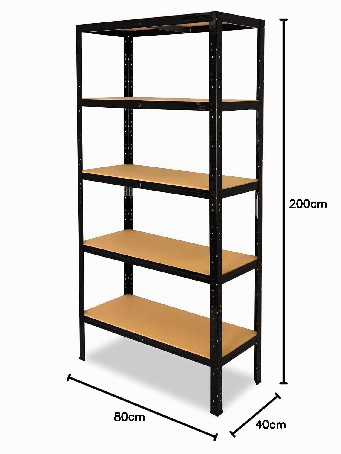 shelfplaza® 200x80x40cm Black Étagère Charge Lourde/Meuble Etagere Noir Metal avec 5 Niveaux/capacité Charge 175kg / Meuble Etagere Metal Noir comme étagère Rangement ou étagère Garage
