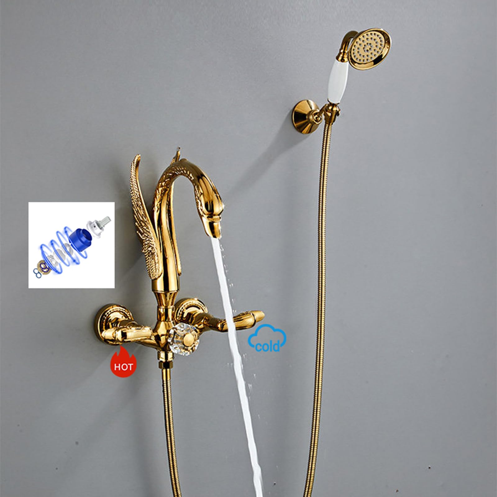 BiaoTeng Rubinetto Classico Vasca da Bagno con Doccia Oro