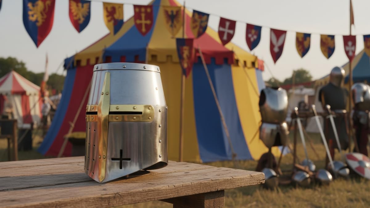 Casco de Centurión Templar Crusader de tamaño completo con soporte de madera