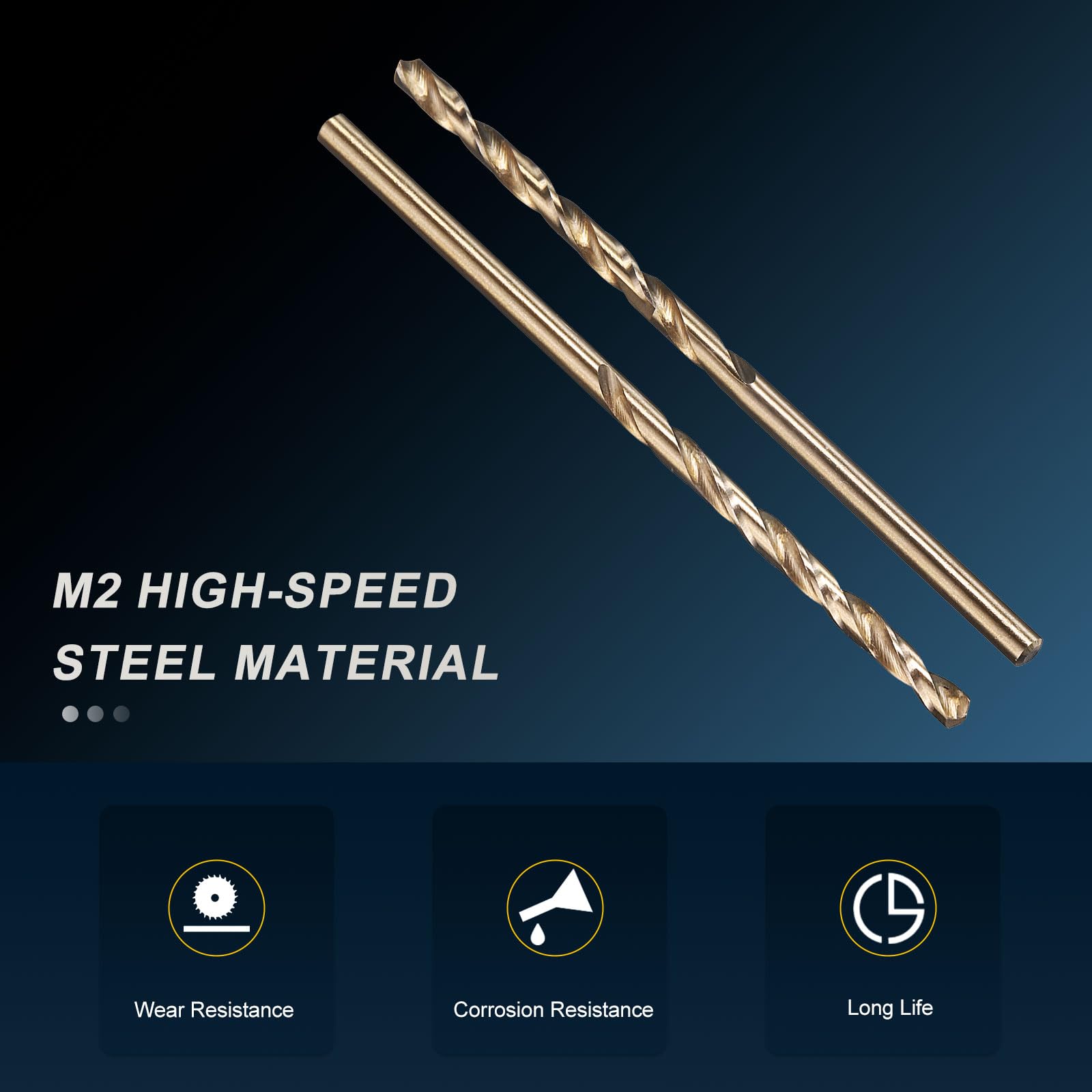 PATIKIL 3.7mm Drill Bit #26, Jobber Straight Shank M2 High-Speed Steel 135° Gold for Stainless Steel Hard Metal - 12 Pack - Image 3