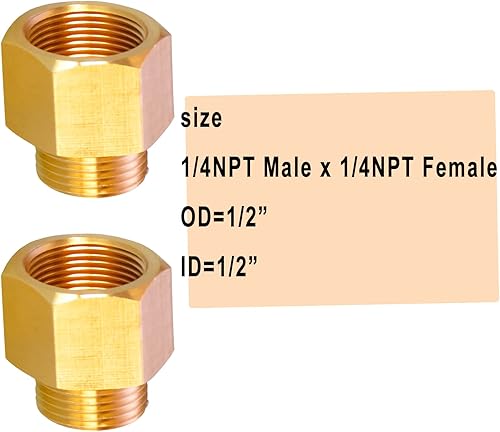 Miniatura 6 de Accesorio de tubería de latón, adaptador AOPANDA Reducer, tubo macho de 14 pulgadas x tubo hembra de 12 pulgada (paquete de 4)