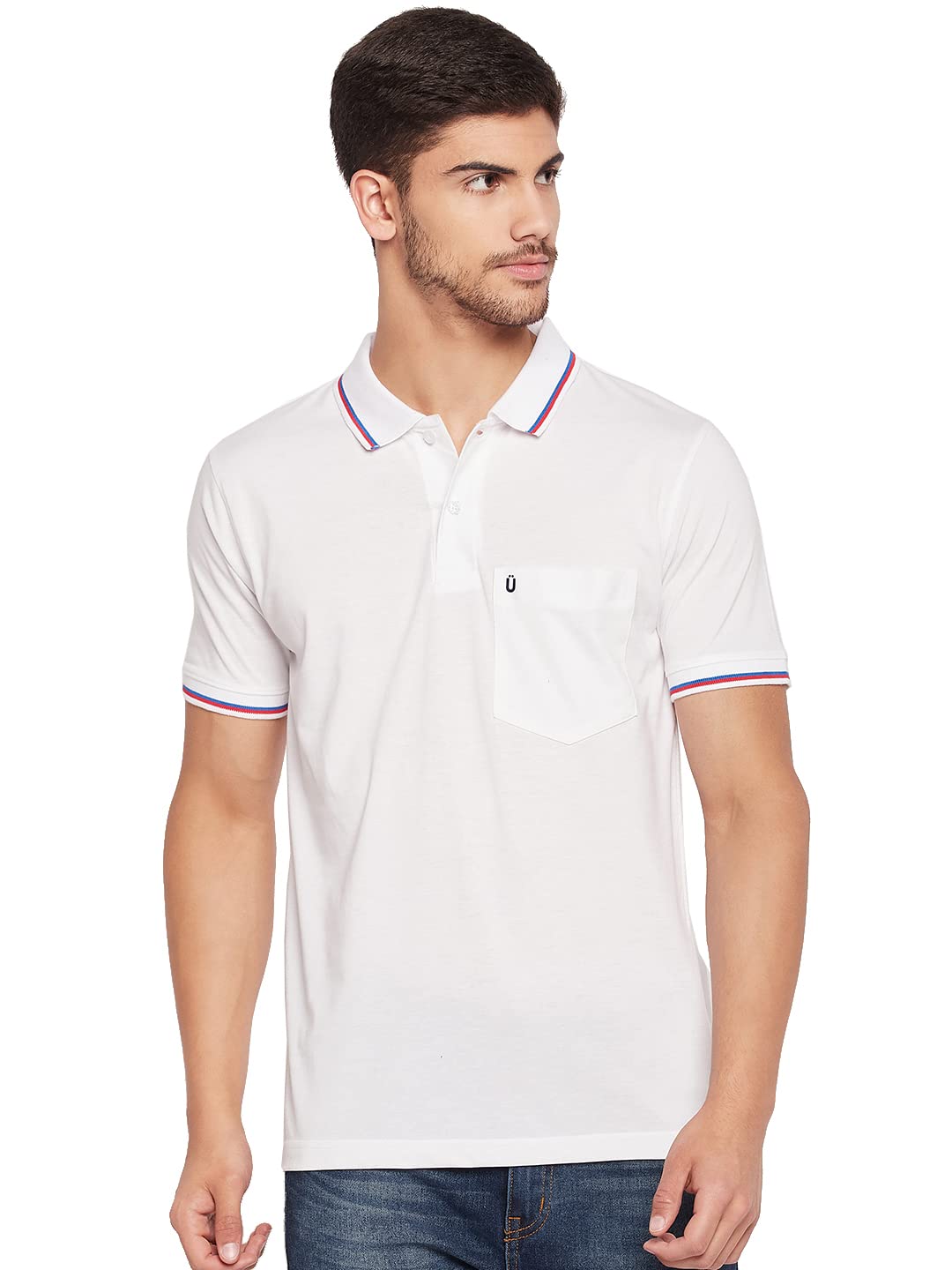 uniberry Men's Cotton Half Sleeves Solid Polo Neck T-shirt-MT4-WT_XL White-picture-36