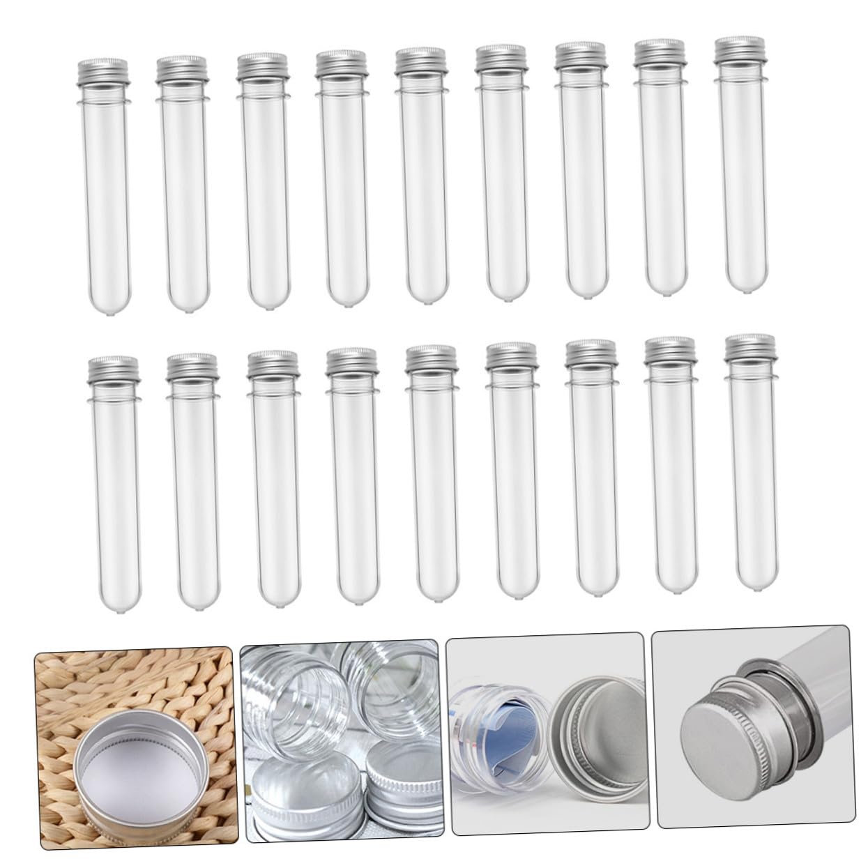 FRCOLOR 50piezas Botella de Tubo de Ensayo Transparente Tubos de Almacenamiento de Pet para Baño y Dulces