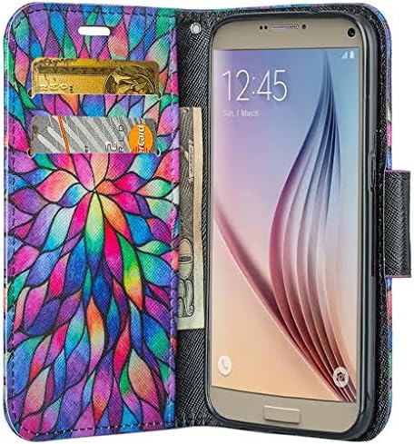 GALAXY WIRELESS for Galaxy S7 Case with Wallet, Samsung Galaxy S7 Wallet Case, Flip Folio [Kickstand Feature] Pu Leather Wallet Case with ID Slots for S7 Phone Case - Rainbow