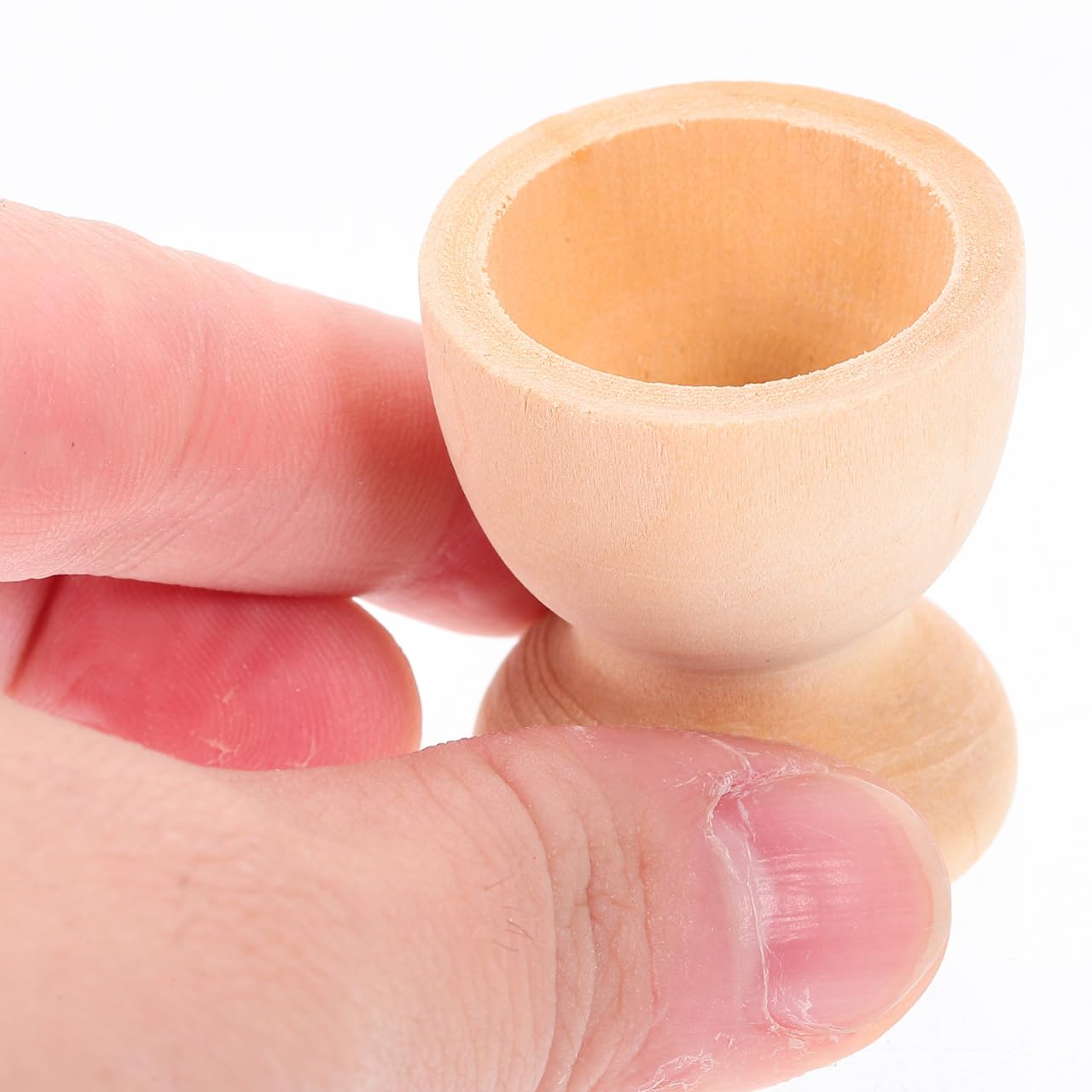 HOODANCOS 16pcs Easter Wooden Egg Cup Unfinished Egg Stand DIY Painting Egg Holder Natural Boiled Eggs Cups Easter Egg Display Stand for DIY Crafts Easter Party Supplies