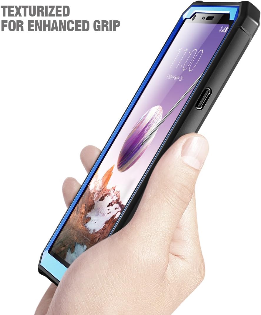 Poetic Guardian Series Case Designed for LG Stylo 4 (Revised Version), Full-Body Hybrid Shockproof Bumper Clear Cover Case, Built-in-Screen Protector, Blue