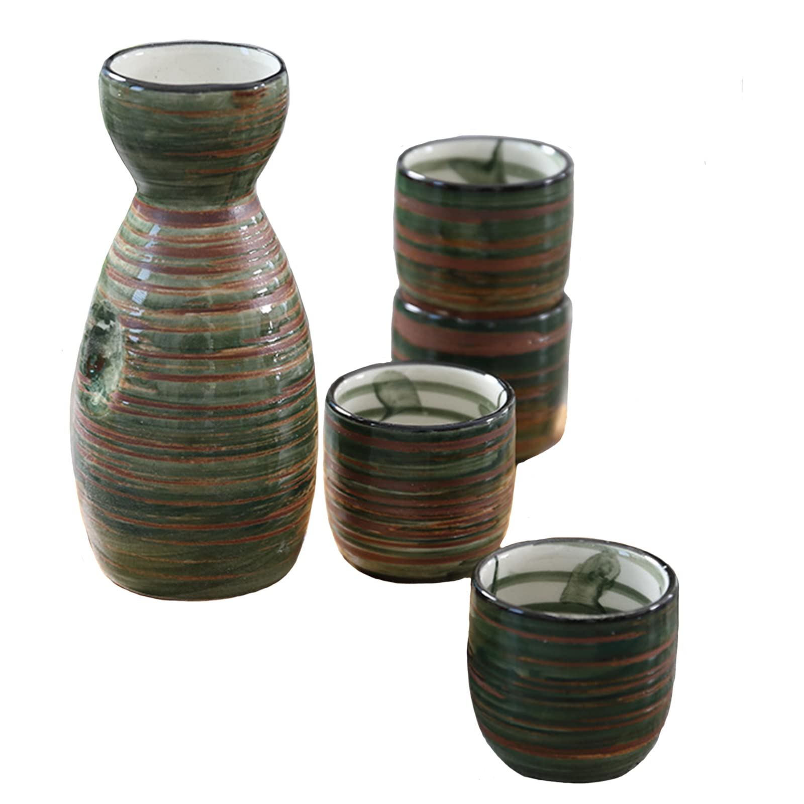 5 Pezzi Tradizionale Set di Sake, Set di Sake Tradizionale Ceramica, per Ristoranti, Case, Taverne, ECC (Colore)