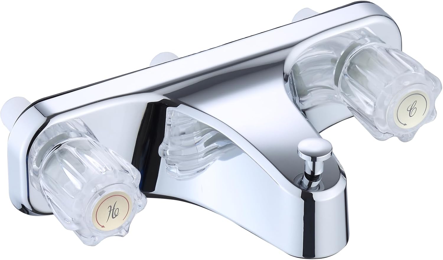 Mobile Home RV Tub Shower Center-Set Faucet, 8 inch, 2-Handle Wall Mount Shower Valve, RV and Motor Home Bath Tub & Shower Faucet with Clear Acrylic Knobs (Chrome)