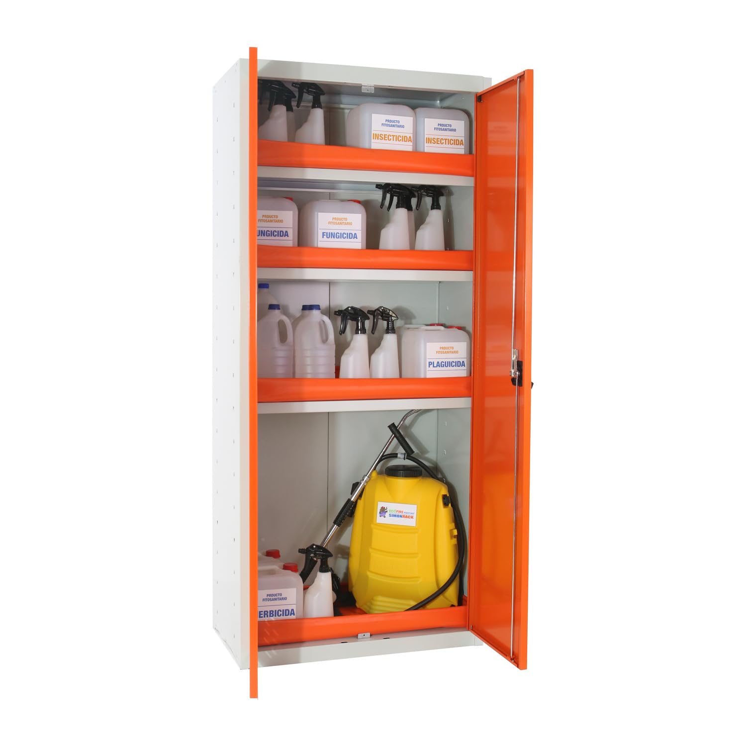 Simon Rack Amario Fitosanitario Homologado - Simonlocker | Armario Pesticidas Químicos, 1800x800x400 mm, 1800x800x400 mm, Gris/Naranja, Pintura anticorrosión