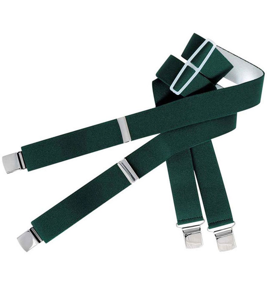 Hoggs of Fife Heavy Duty Braces Green - Made from 81% polyester/ 19% elastodiene, 35mm elastic with silver steel clips for fixing to trouser waistband