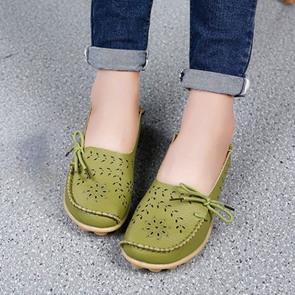 ORANDESIGNE Damen Segelschuhe Bootsschuhe Loafers Slipper Freizeit Schuhe Barfußschuh Weichen Leder Flache Schuhe Bequeme Fahr Schuhe Casual Slip On Atmungsaktiv Wanderschuhe
