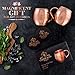 KoolBrew Copper Roze Moscow Mule Copper Mugs Gift Set of 2 Copper Mule Mugs and 2 Coasters, 100% Pure Solid Copper Cups with Hammered Finish