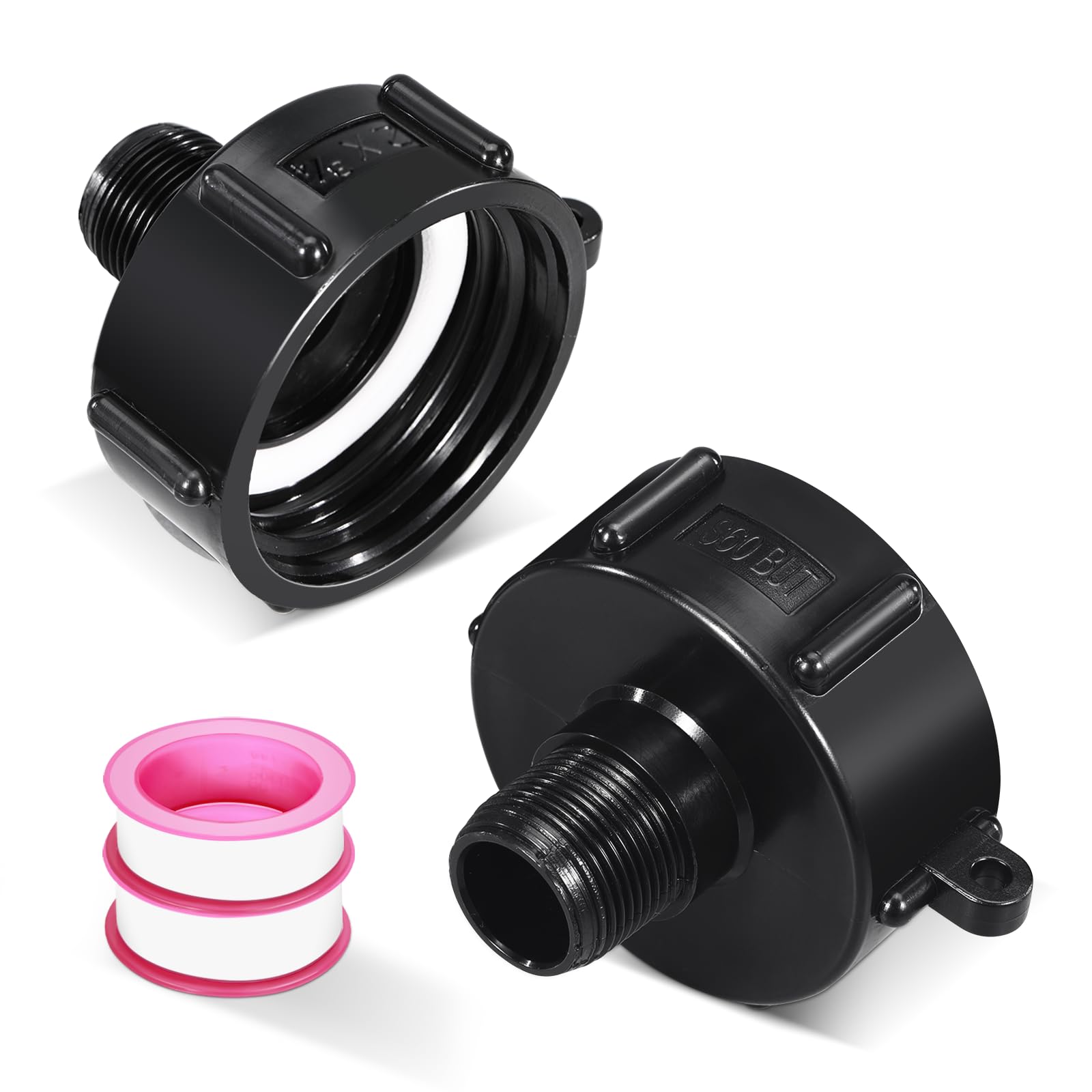 2 PACK 275 330 IBC Tote Adapter, IBC Tote Fitting 2" Coarse Thread X 3/4" BSP/NPT Male, Garden Hose Male G Hose Tote Adapter Drain Plug Connector