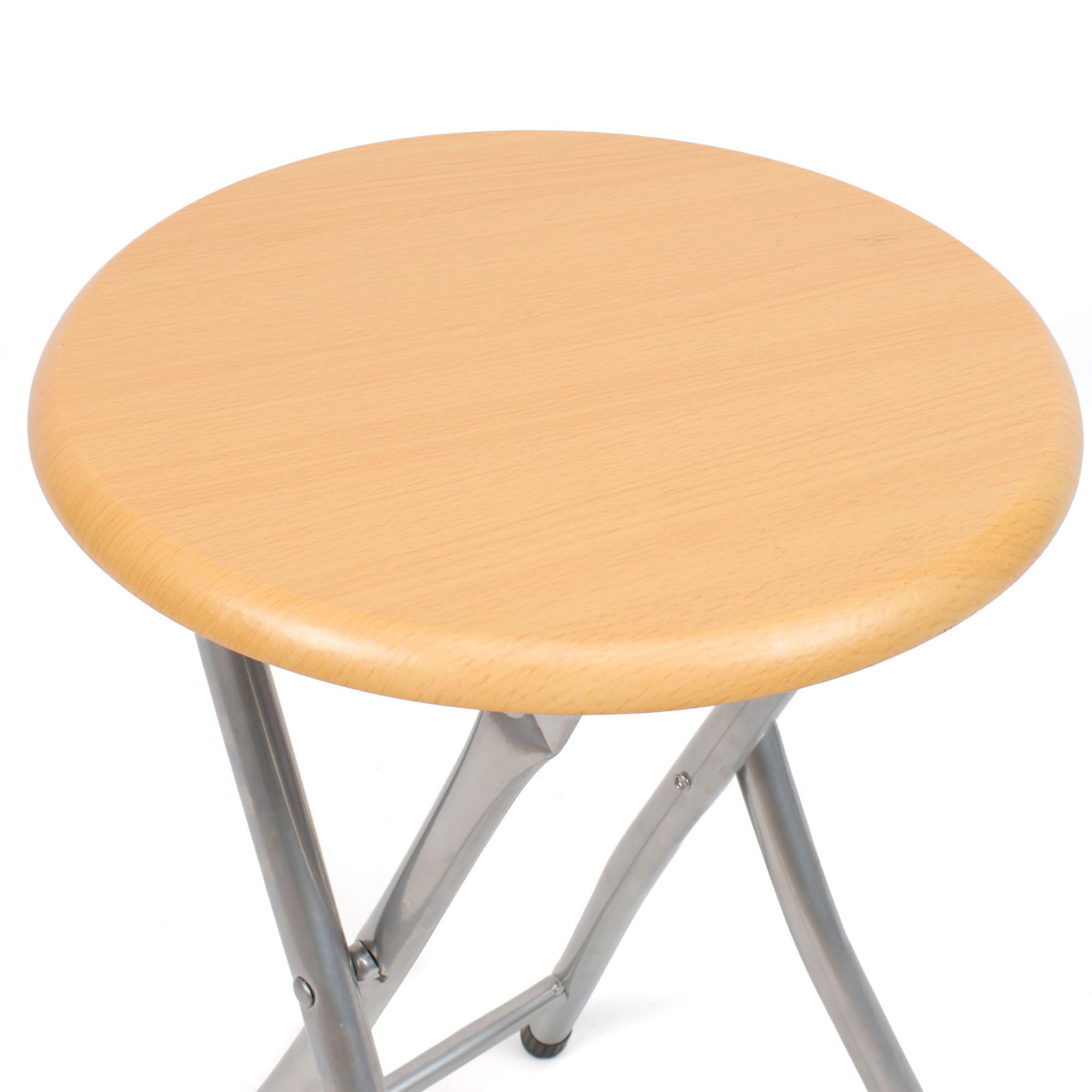 THE SECRET HOME - Pack de 2 Taburetes Plegables de Madera - 30x45cm - Estructura Metálica - Ideal para Cocina, Terraza o Jardín (Madera Natural - Pack de 2 uds)
