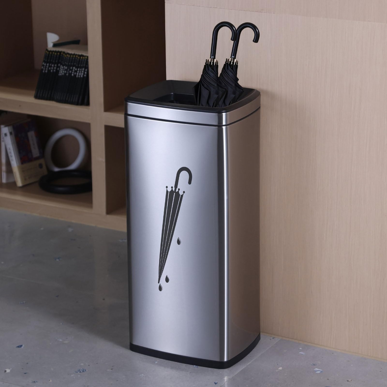 OECETCAWKD Stainless Steel Umbrella Stand for Indoor, Large-Capacity Tall Umbrella Holder, Umbrellas Storage Bucket for Hotel Lobby, Offices, Commercial Entryway(Silver)