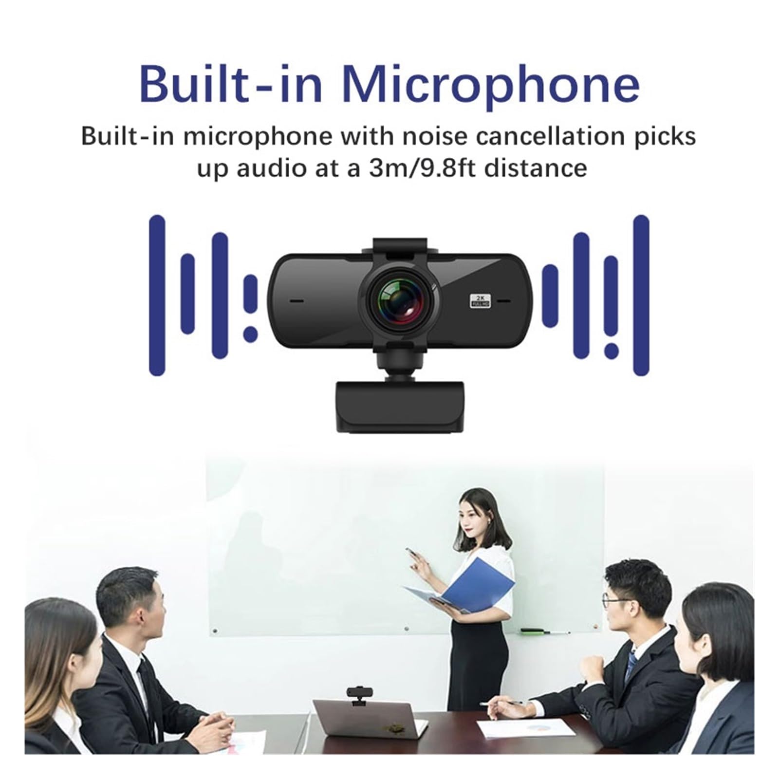 Webcam 2K Full HD 1080P Web Camera Messa a Fuoco Automatica con Microfono USB Web Cam for PC Computer Portatile Webcamera Desktop for conferenze, Streaming Live, Registrazione