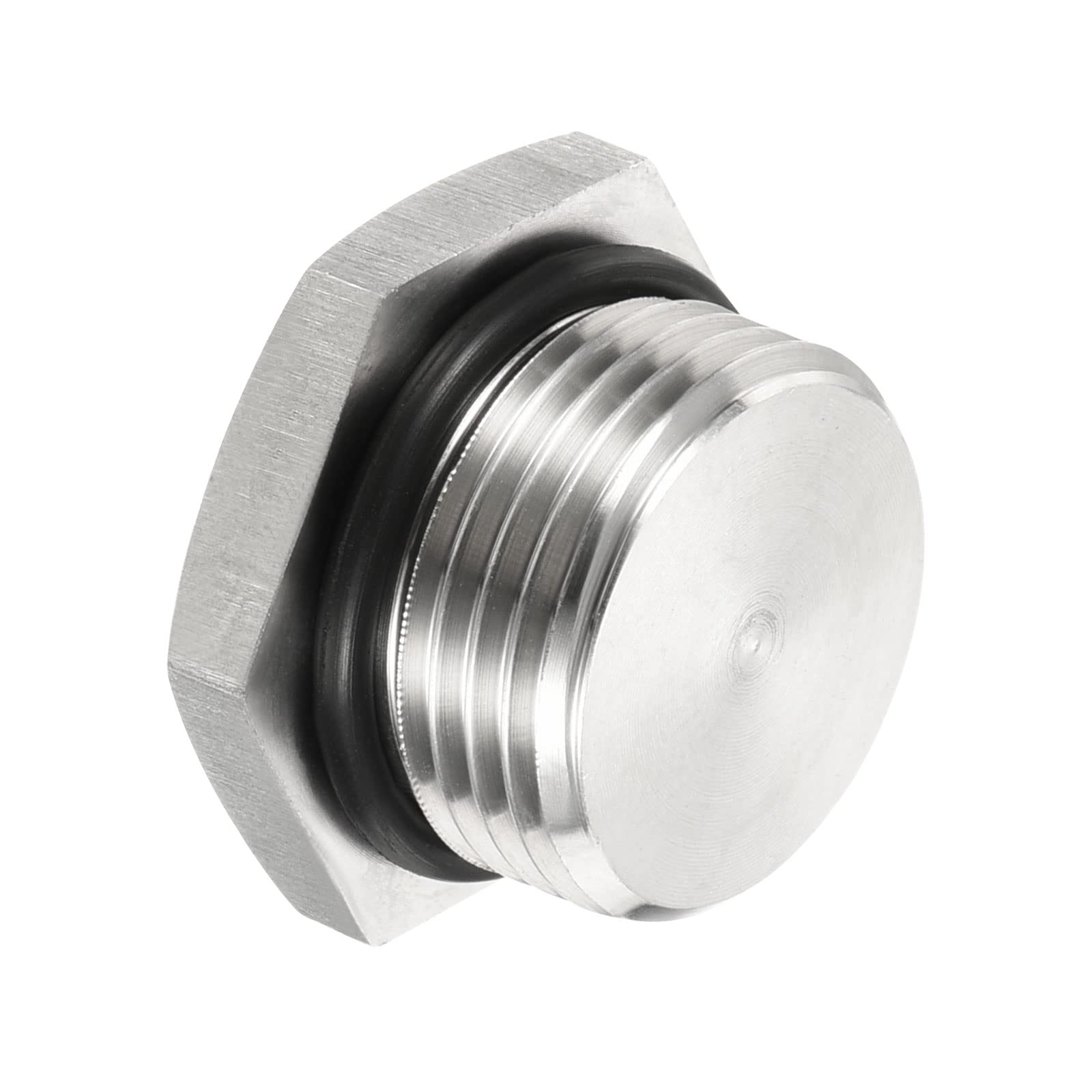 PATIKIL M20x1.5 Male Plug, 1 Pack Waterproof Dustproof 304 Stainless Steel Thread Hex Head Socket Solid Pipe Fitting with Sealing Rubber Ring