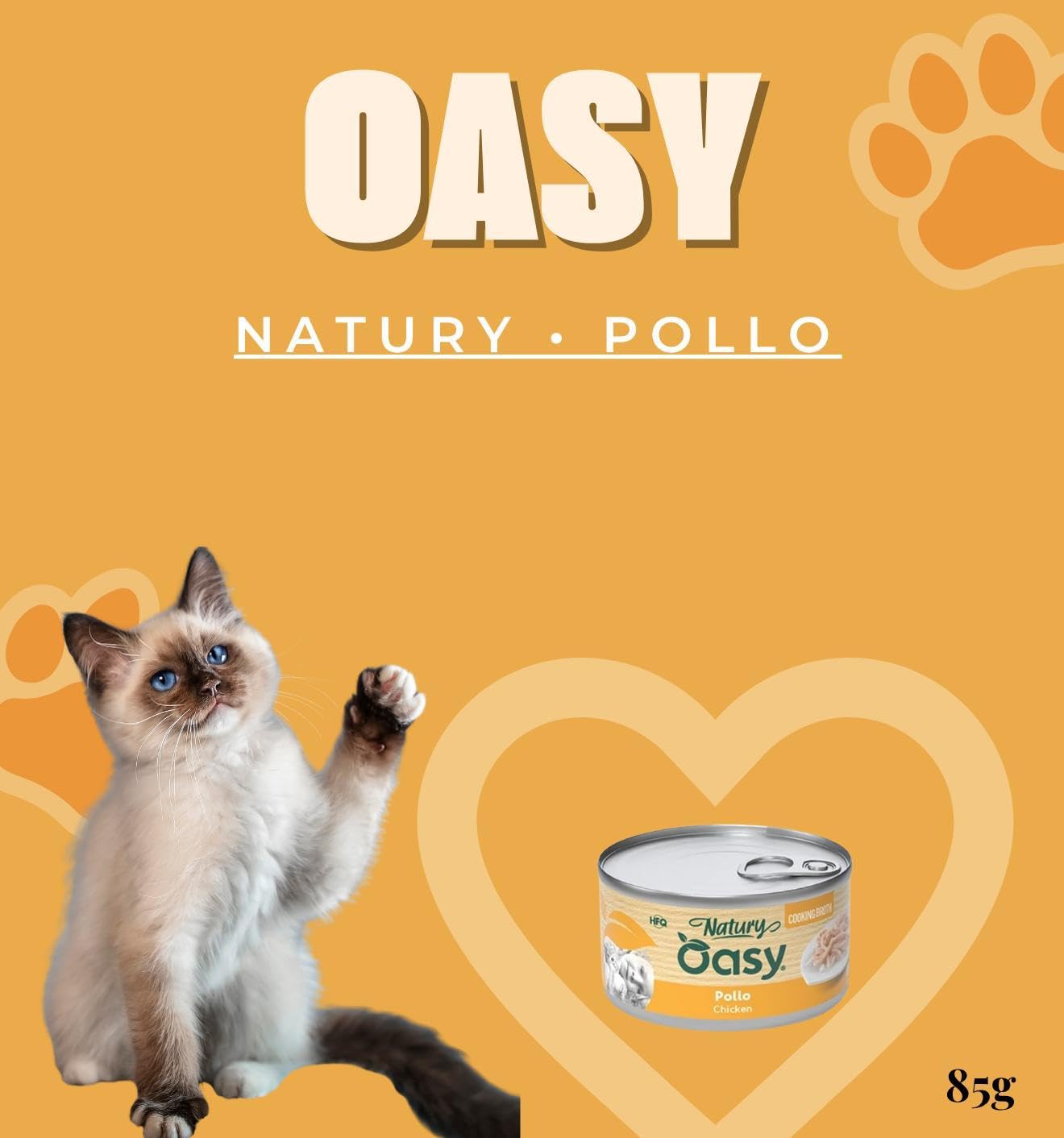 Oasy Húmedo Gato Natury Cooking Broth Sabor Pollo, suaves filos naturales en caldo de cocción para gatos adultos de todos los tamaños y razas | 12 latas de 85 gramos cada una.