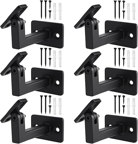 Miniatura 10 de Soportes de pasamanos ajustables resistentes giratorios cuadrados para escaleras de escalera, paquete de 3