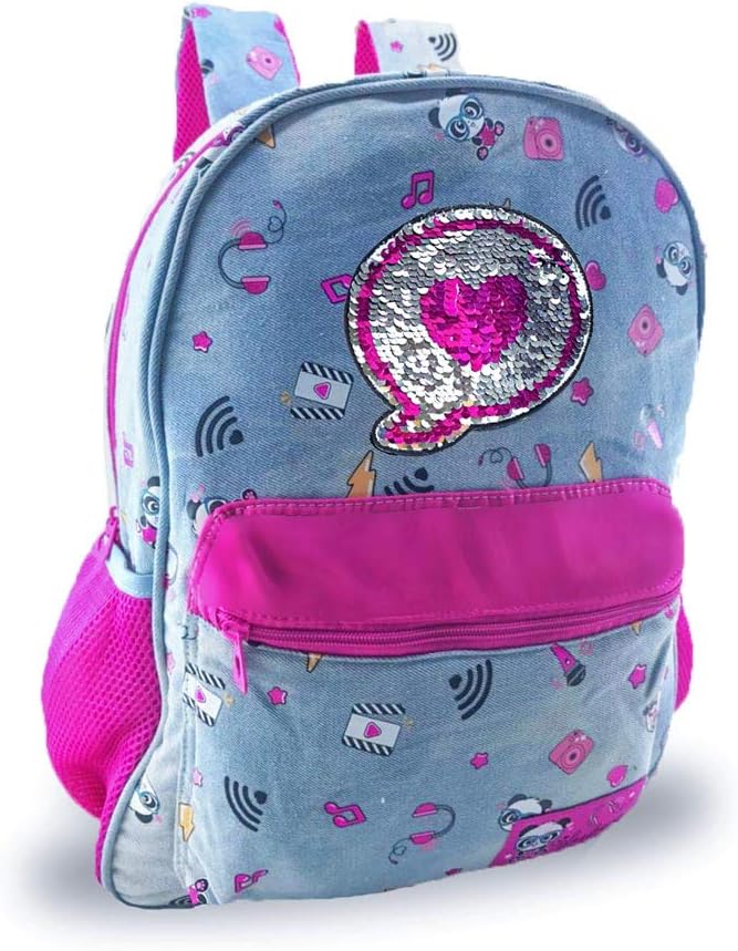 Mochila Escolar Boneca Luluca Jeans Youtuber Infantil Estampa Paetê |  Amazon.com.br