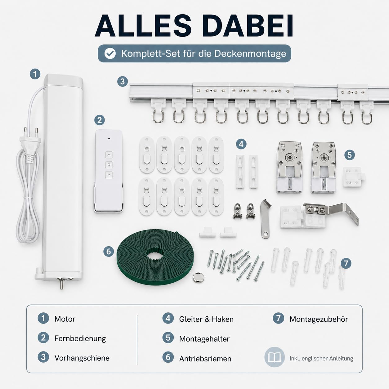 Motorisierung Vorhänge, elektrische Gardinen, WLAN-Fernbedienung, Sprachsteuerung, 4,2 m Schiene, 40 kg Traglast, für Schlafzimmer & Wohnzimmer