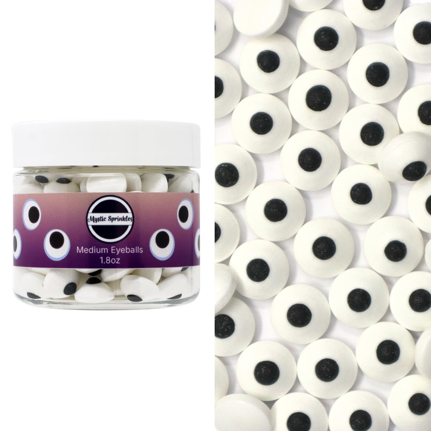 Mystic Sprinkles Halloween Candy Shape Sprinkles (Medium Eyeballs, 2oz Jars)